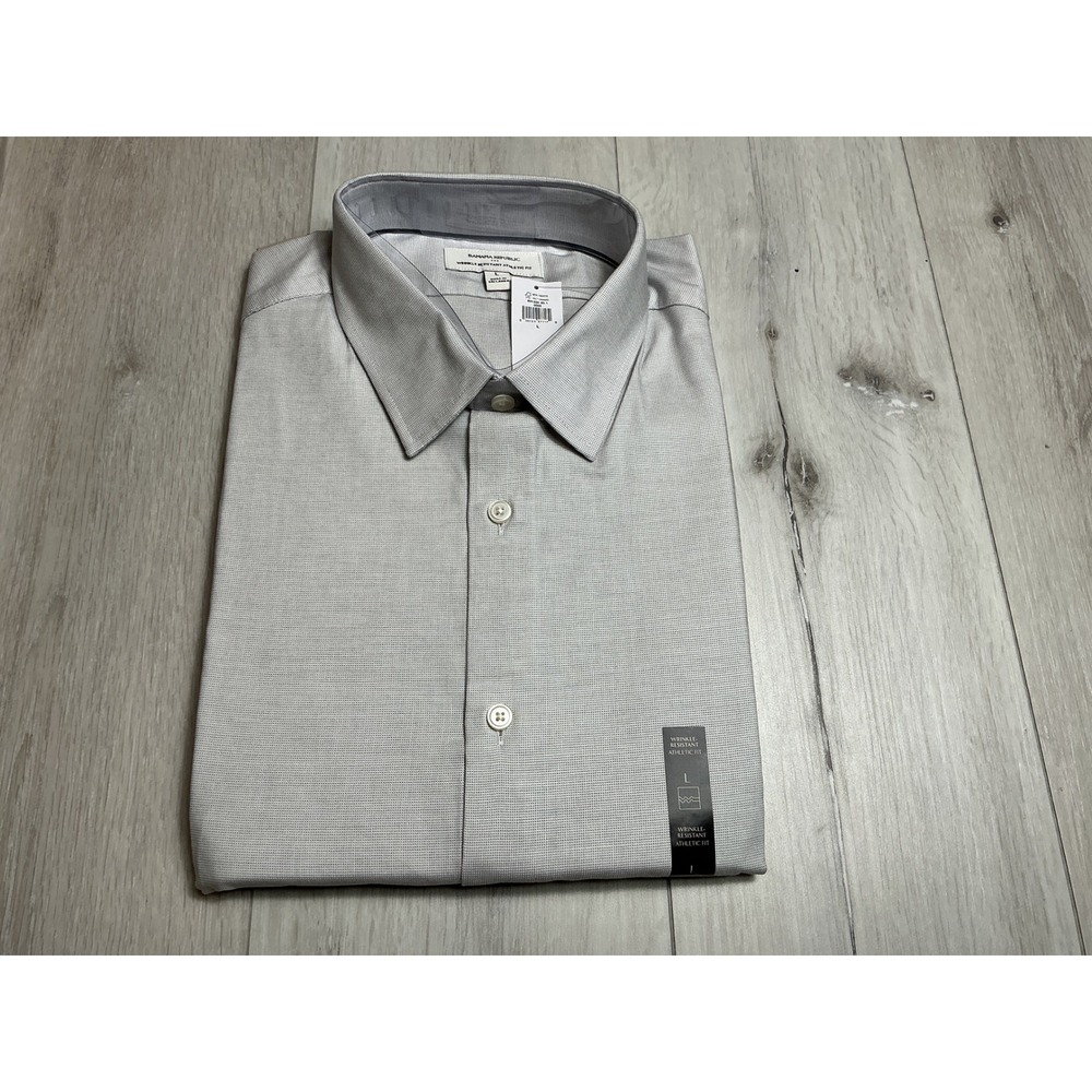 Banana Republic Athletic Fit Wrinkle Resistant Dress Shirt Large Grey New W Tags - Picture 5 of 6